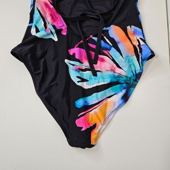 La Blanca Prism Palm Mio One-Piece Swimsuit Sz 6 Black Multicolor Strappy - Picture 7 of 8